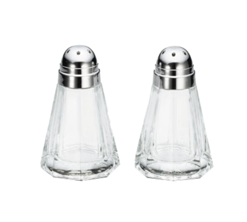 SALT & PEPPER SHAKER 1.5 OZ GLASS/CHROME TOP - J&V Restaurant